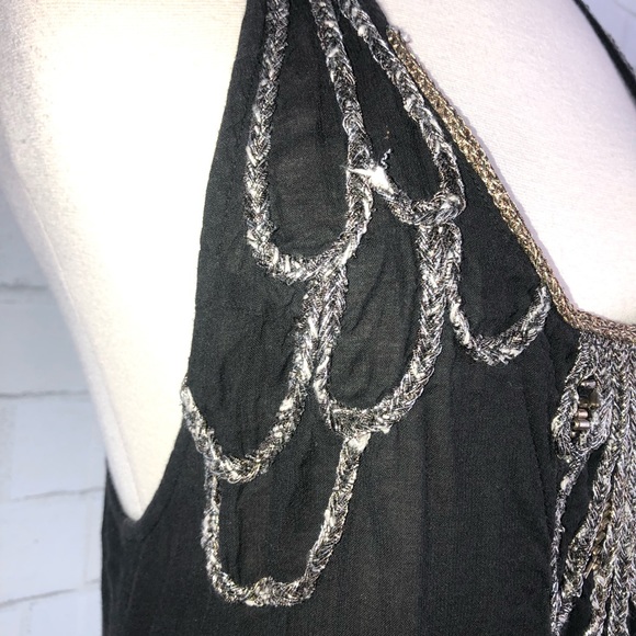 Free People Metallic Beaded Tunic Ruffle Top Y2563 - Picture 5 of 8